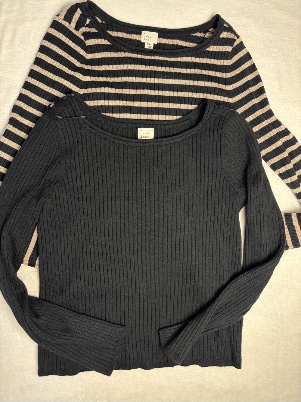 Bundle or 2 a new day Black Ribbed Long-Sleeve Scoop Neck Sweaters